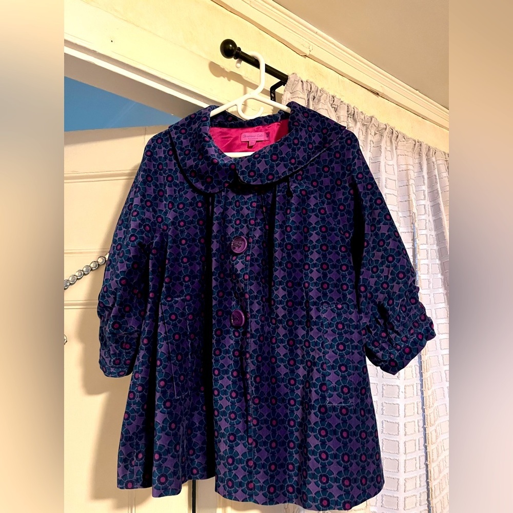 Calypso velvet purple swing coat size medium